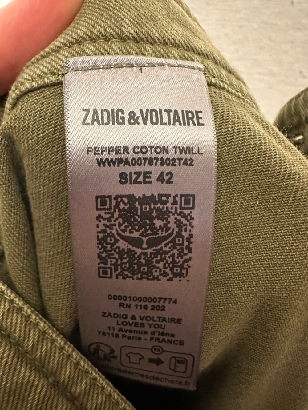 NWT Zadig & Voltaire Pepper Straight Leg Trousers - size 42/XL - Picture 8 of 8